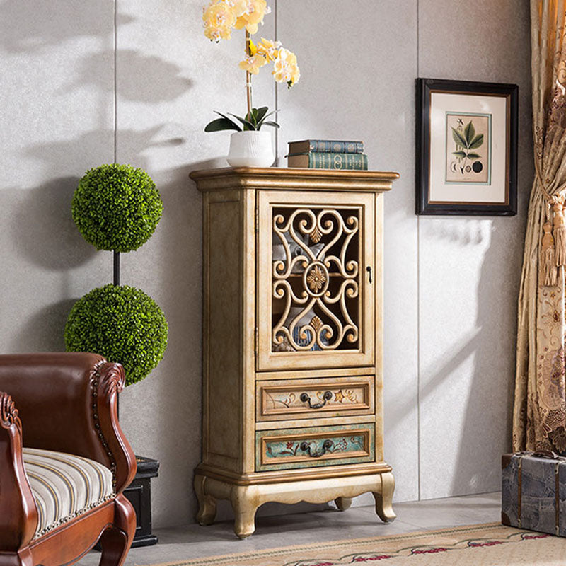 Glam Style Buffet Sideboard Wood Server with Door and Drawer