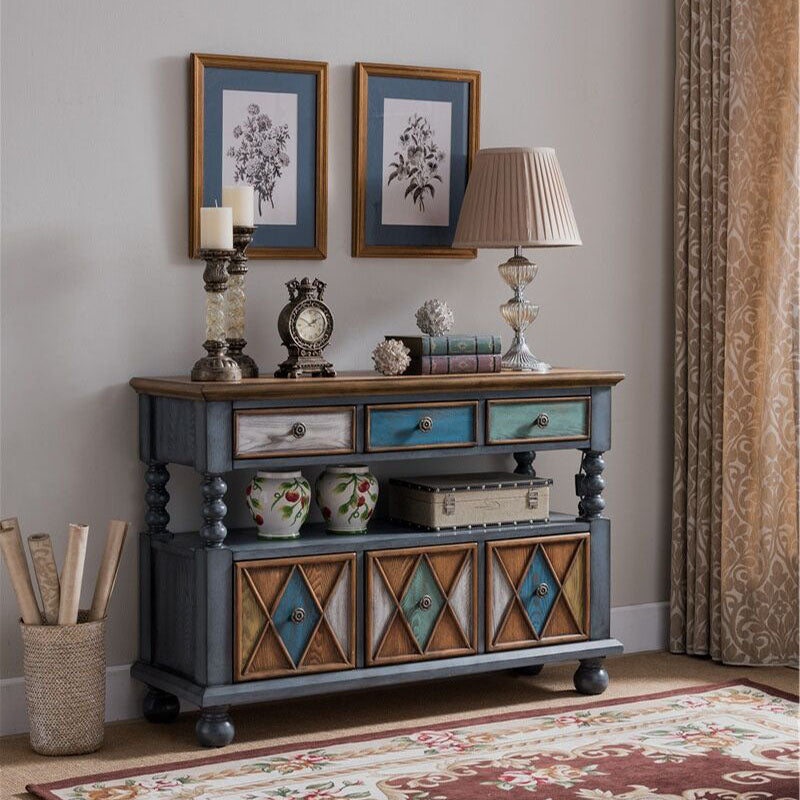 Glam Style Buffet Sideboard Solid Wood Kitchen Sideboard with Door and Drawer