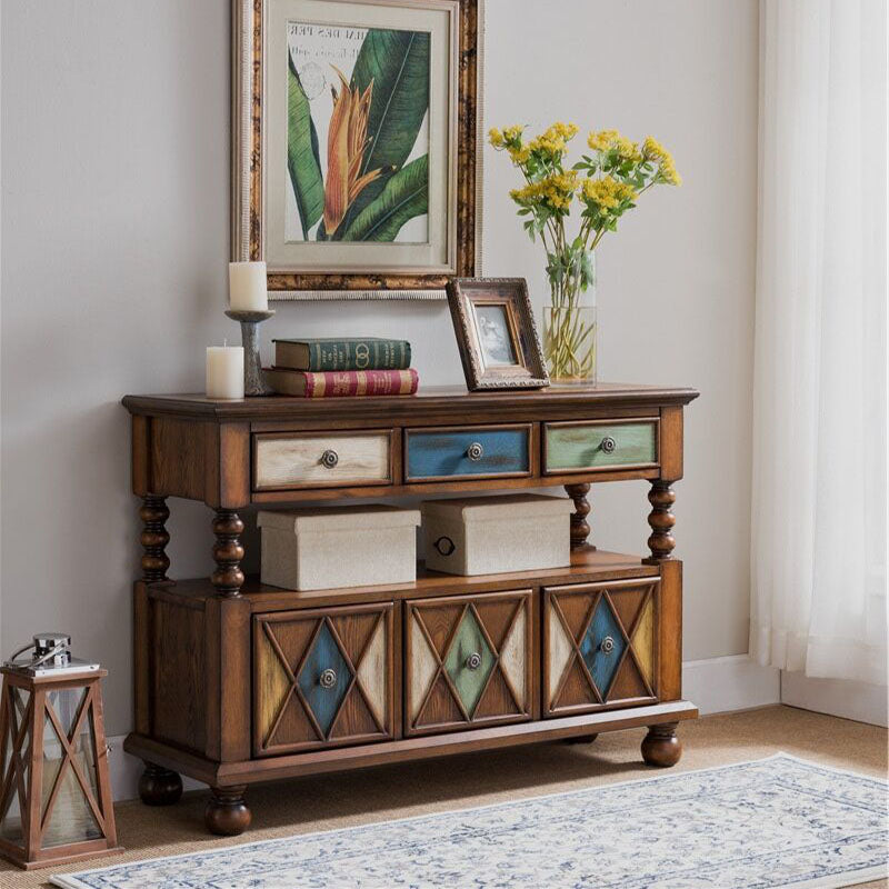 Glam Style Buffet Sideboard Solid Wood Kitchen Sideboard with Door and Drawer