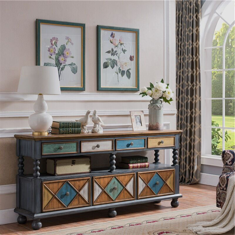 Glam Style Buffet Sideboard Solid Wood Kitchen Sideboard with Door and Drawer