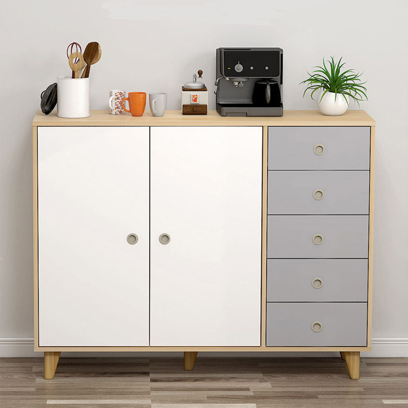 Contemporary Side Board Engineered Wood Sideboard with Oak Wood Leg for Dining Room