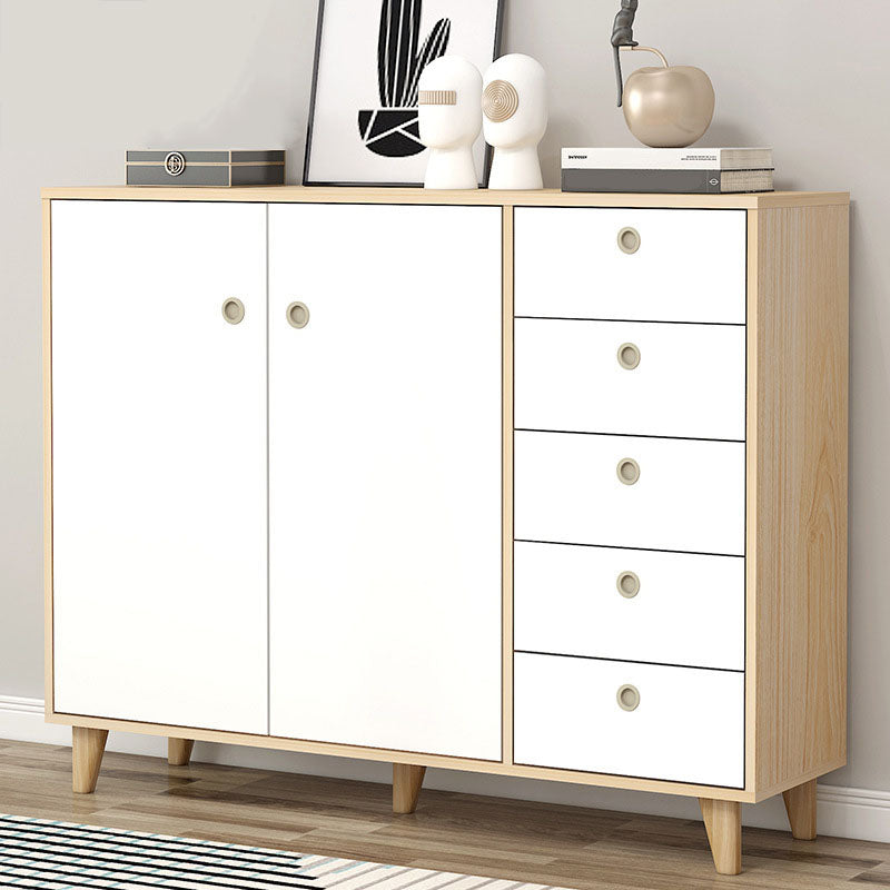 Contemporary Side Board Engineered Wood Sideboard with Oak Wood Leg for Dining Room