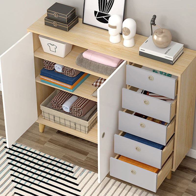 Contemporary Side Board Engineered Wood Sideboard with Oak Wood Leg for Dining Room