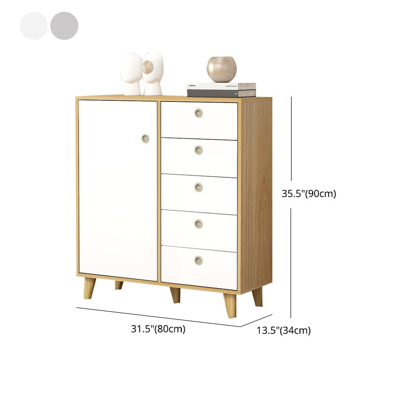 Contemporary Side Board Engineered Wood Sideboard with Oak Wood Leg for Dining Room