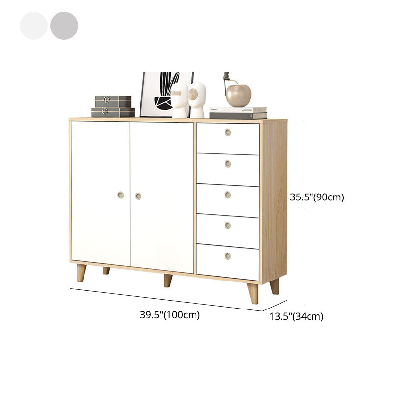 Contemporary Side Board Engineered Wood Sideboard with Oak Wood Leg for Dining Room