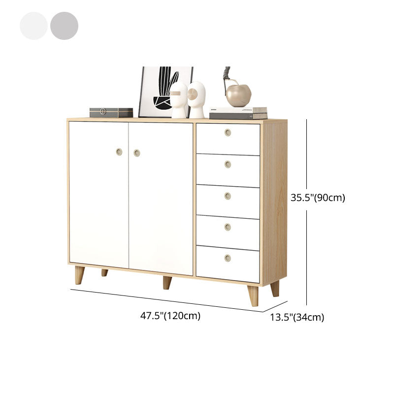 Contemporary Side Board Engineered Wood Sideboard with Oak Wood Leg for Dining Room