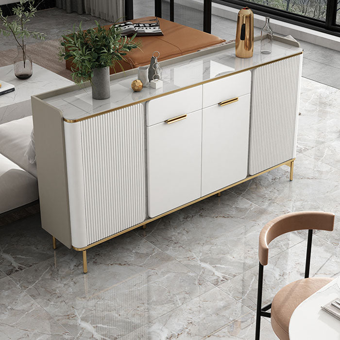 Glam Sideboard Stone Top Sideboard with Door and Drawer for Dining Room