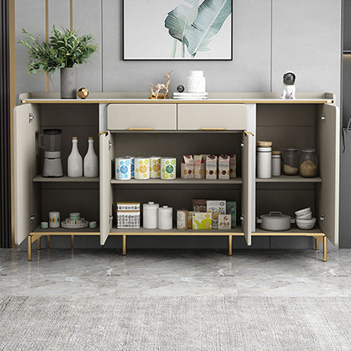 Glam Sideboard Stone Top Sideboard with Door and Drawer for Dining Room