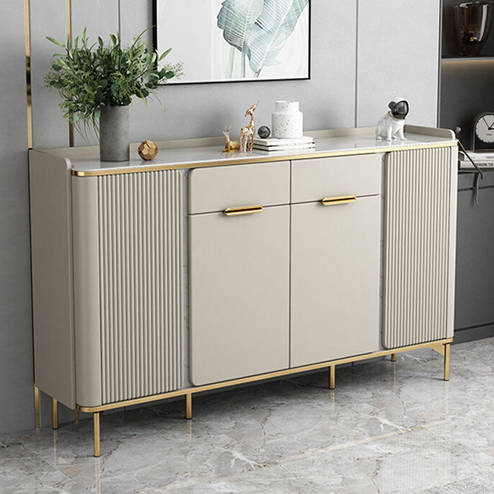 Glam Sideboard Stone Top Sideboard with Door and Drawer for Dining Room