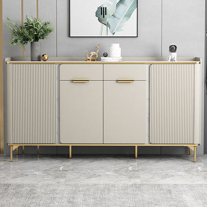 Glam Sideboard Stone Top Sideboard with Door and Drawer for Dining Room