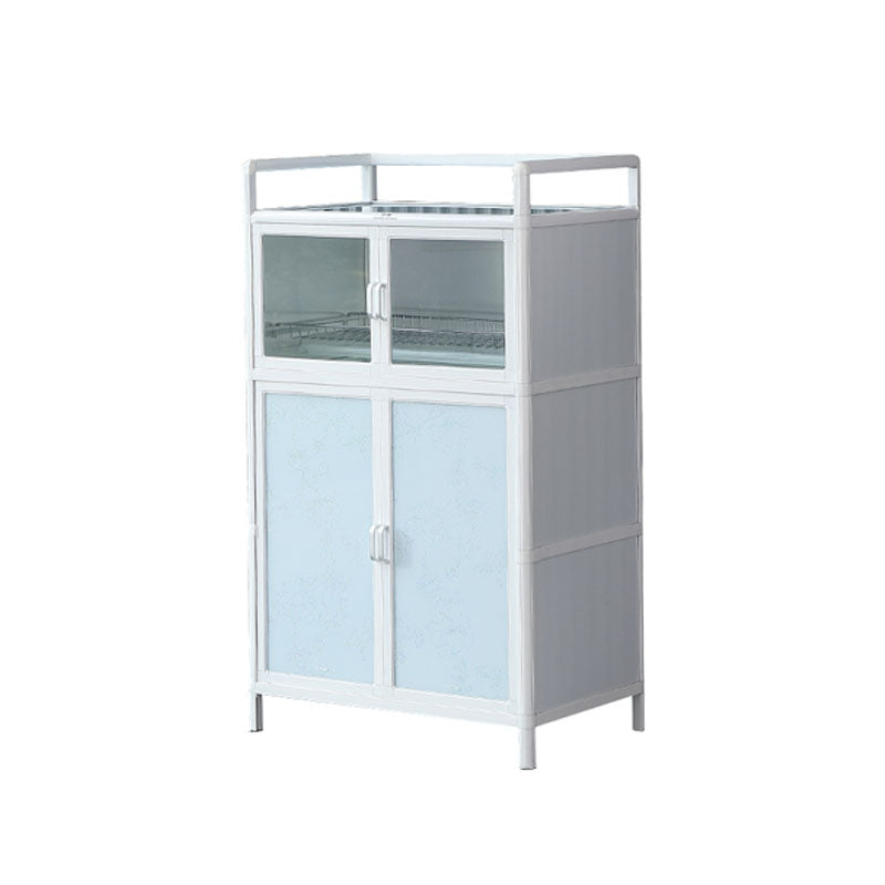 Metal Glass Doors Buffet Stand Modern Kitchen Buffet Sideboard in White