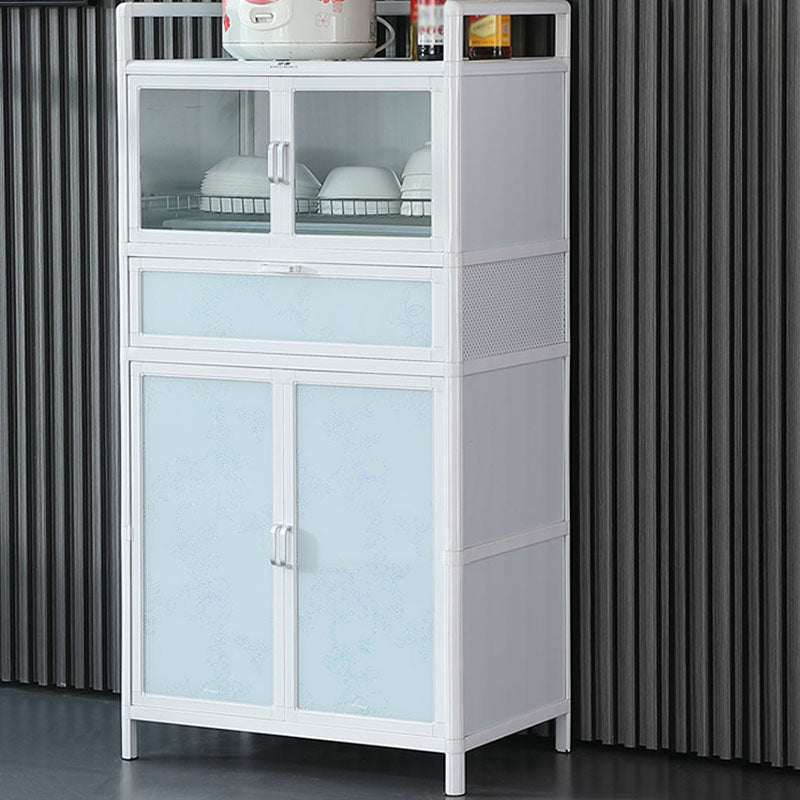 Metal Glass Doors Buffet Stand Modern Kitchen Buffet Sideboard in White