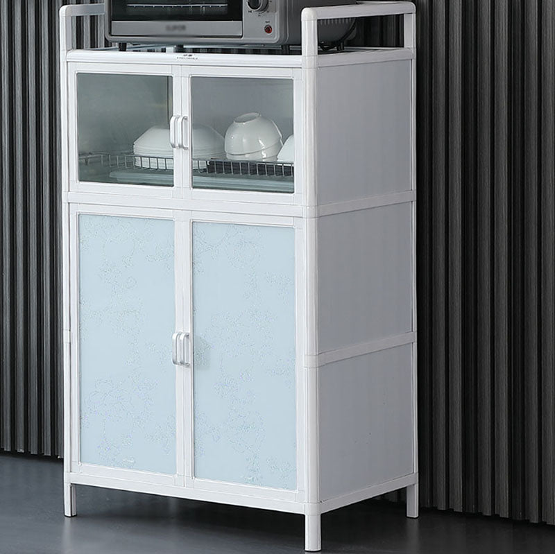 Metal Glass Doors Buffet Stand Modern Kitchen Buffet Sideboard in White