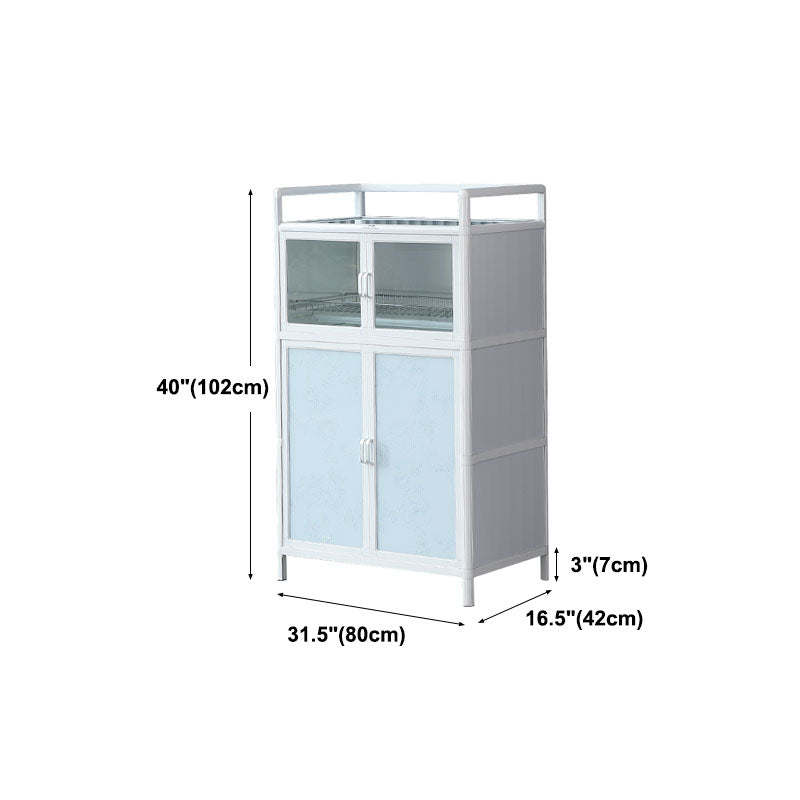 Metal Glass Doors Buffet Stand Modern Kitchen Buffet Sideboard in White