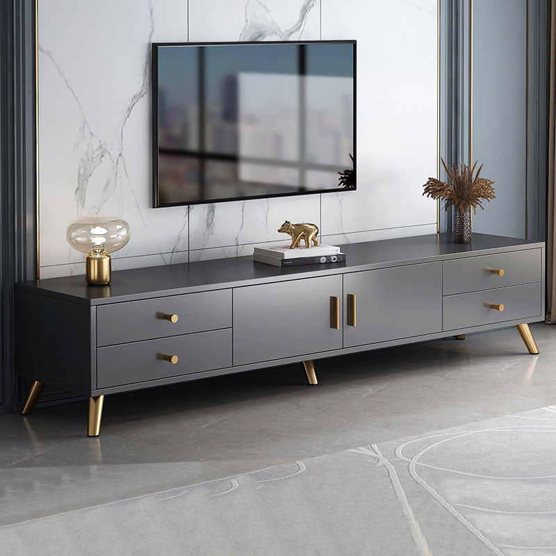 Glam Style Wooden TV Stand Closed Storage TV Console with Drawers and Doors