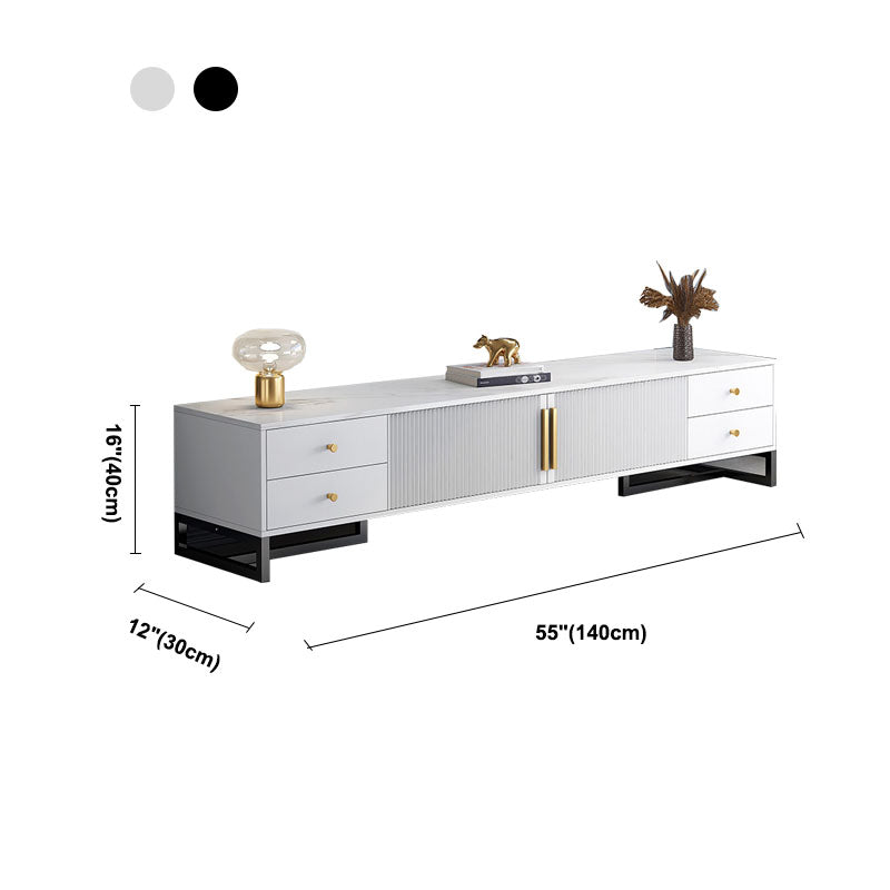 Glam Style Wooden TV Stand Closed Storage TV Console with Drawers and Doors