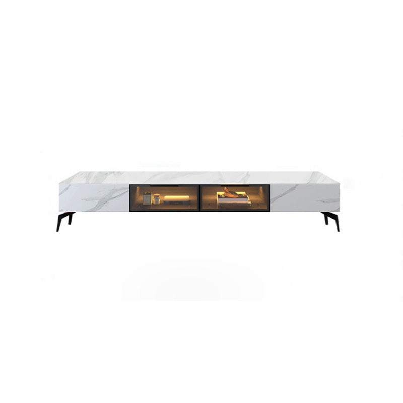 Modern Slate TV Stand White Closed Storage TV Console with Sensor Light