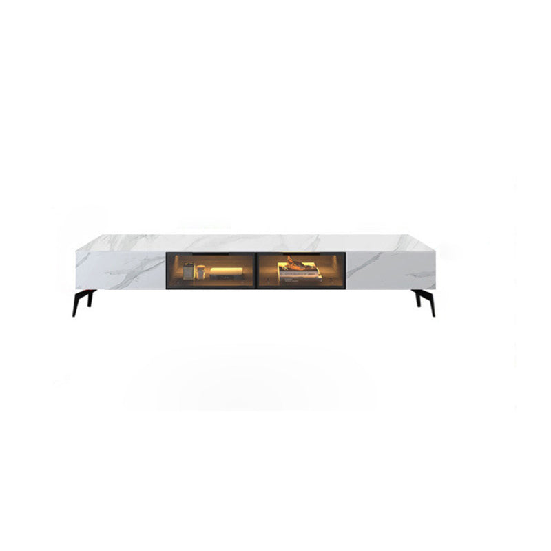 Modern Slate TV Stand White Closed Storage TV Console with Sensor Light