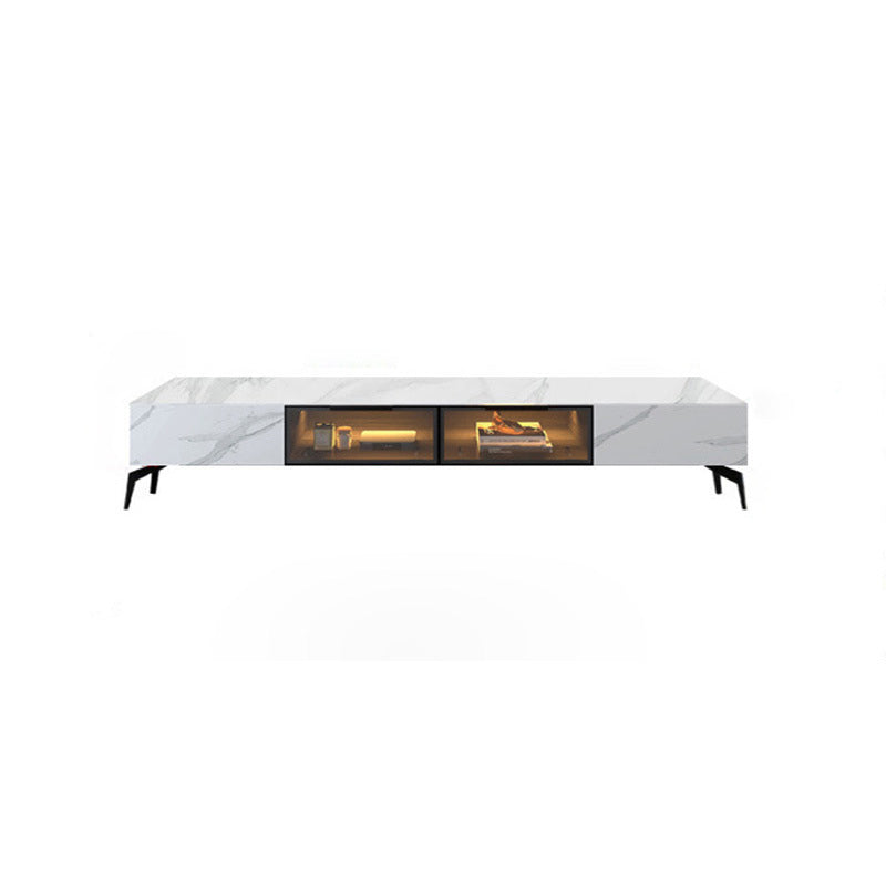 Modern Slate TV Stand White Closed Storage TV Console with Sensor Light