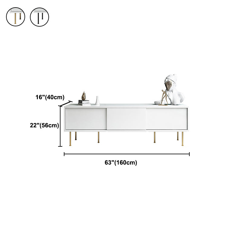 Modern Wooden TV Stand White Closed Storage TV Console with Sliding Door