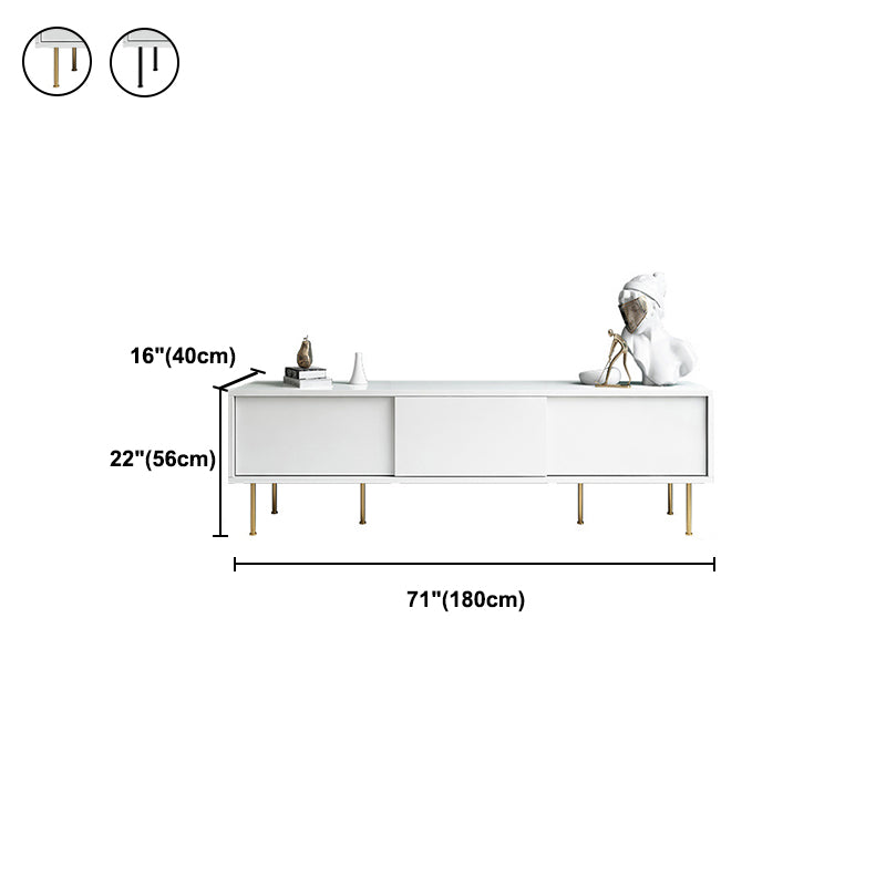 Modern Wooden TV Stand White Closed Storage TV Console with Sliding Door