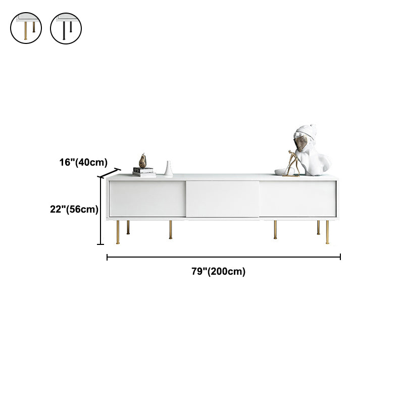 Modern Wooden TV Stand White Closed Storage TV Console with Sliding Door