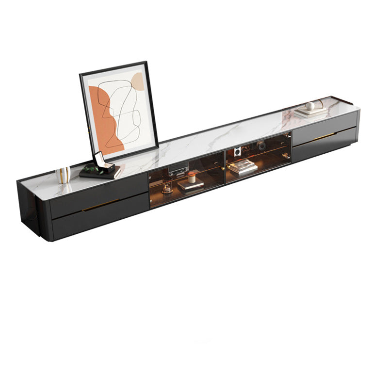 16" D Modern TV Stand Closed Storage Slate TV Console with Glass Door