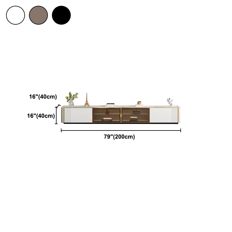 16" D Modern TV Stand Closed Storage Slate TV Console with Glass Door