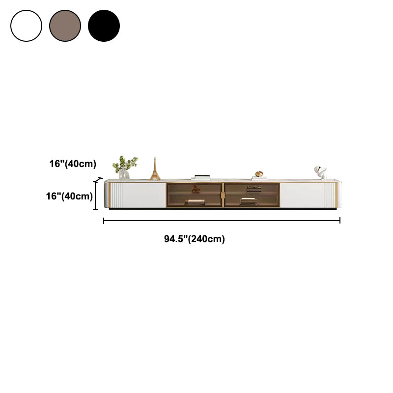 16" D Modern TV Stand Closed Storage Slate TV Console with Glass Door