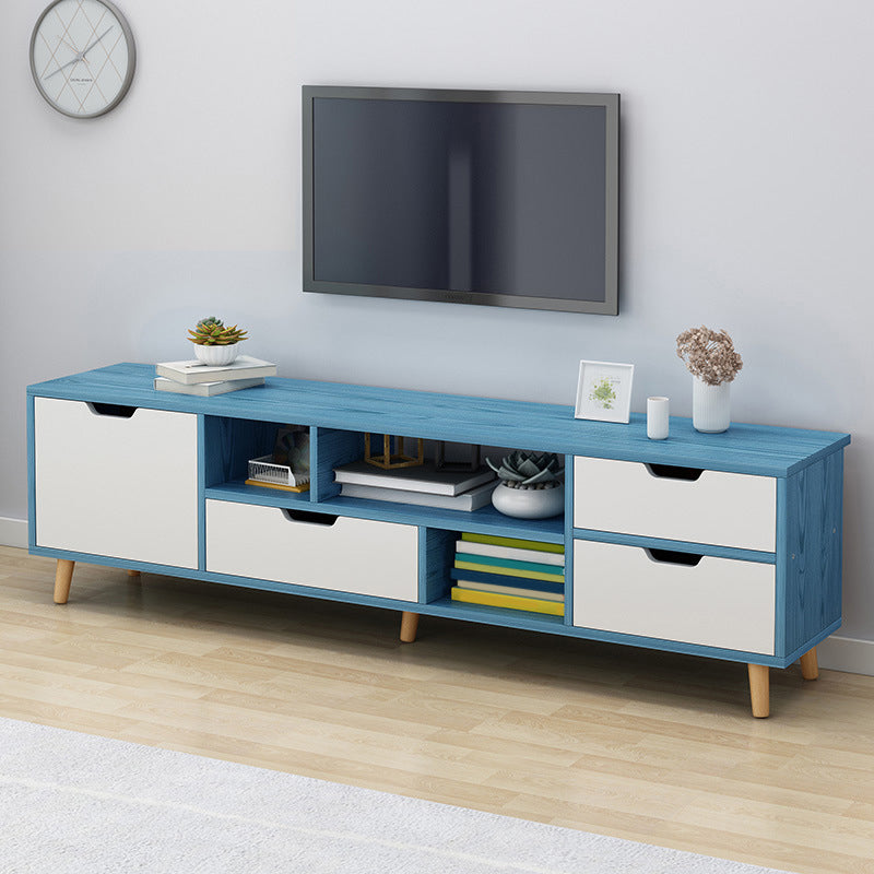 12" D Nordic TV Stand Open Storage Wooden TV Console with Drawers and Door