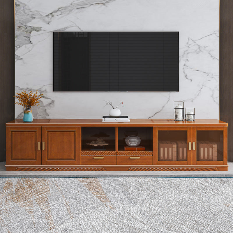 16" / 16.5" D TV Stand Solid Wood TV Console with Drawers and Doors for Living Room