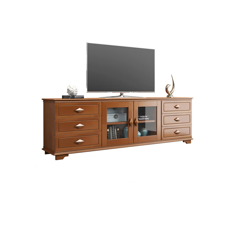 16" / 16.5" D TV Stand Solid Wood TV Console with Drawers and Doors for Living Room