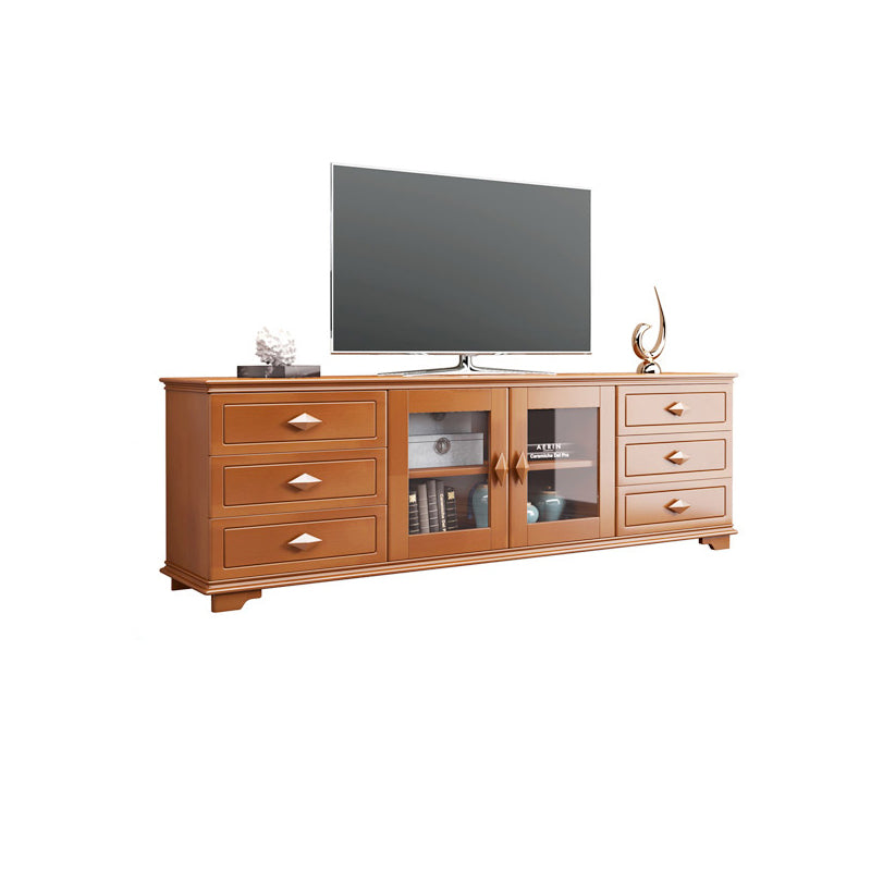 16" / 16.5" D TV Stand Solid Wood TV Console with Drawers and Doors for Living Room