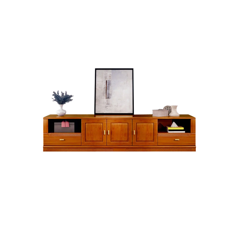 16" / 16.5" D TV Stand Solid Wood TV Console with Drawers and Doors for Living Room