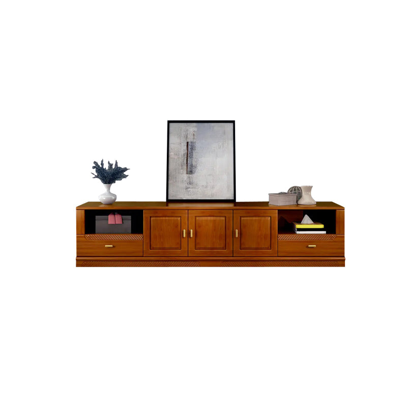 16" / 16.5" D TV Stand Solid Wood TV Console with Drawers and Doors for Living Room