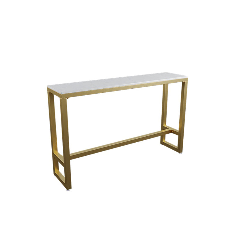 Stone Bar Dining Table Glam Rectangle Bar Table with Trestle for Living Room Balcony