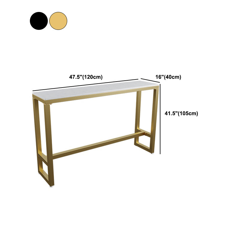 Stone Bar Dining Table Glam Rectangle Bar Table with Trestle for Living Room Balcony