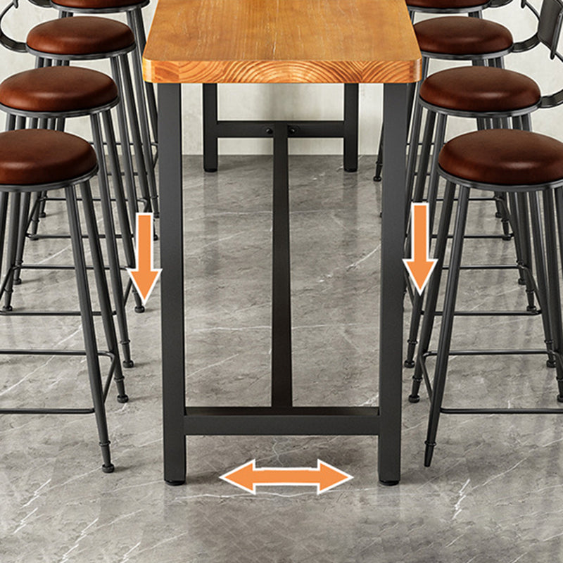 Industrial Rectangle Bar Table Solid Wood Bistro Table with Trestle Base in Black