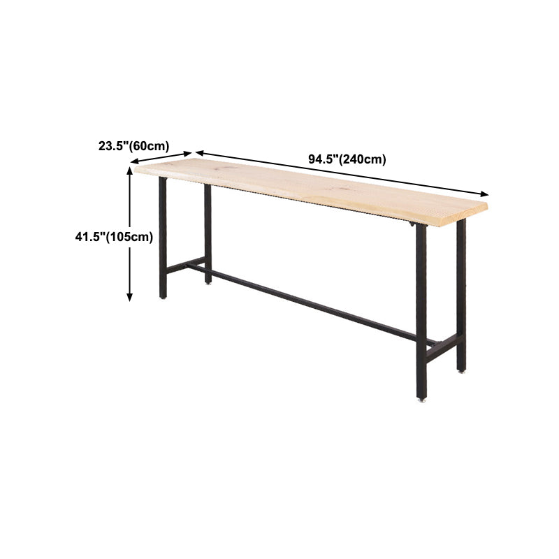 Pine Wood Bar Dining Table Modern Rectangle Bar Table with Trestle for Cafe