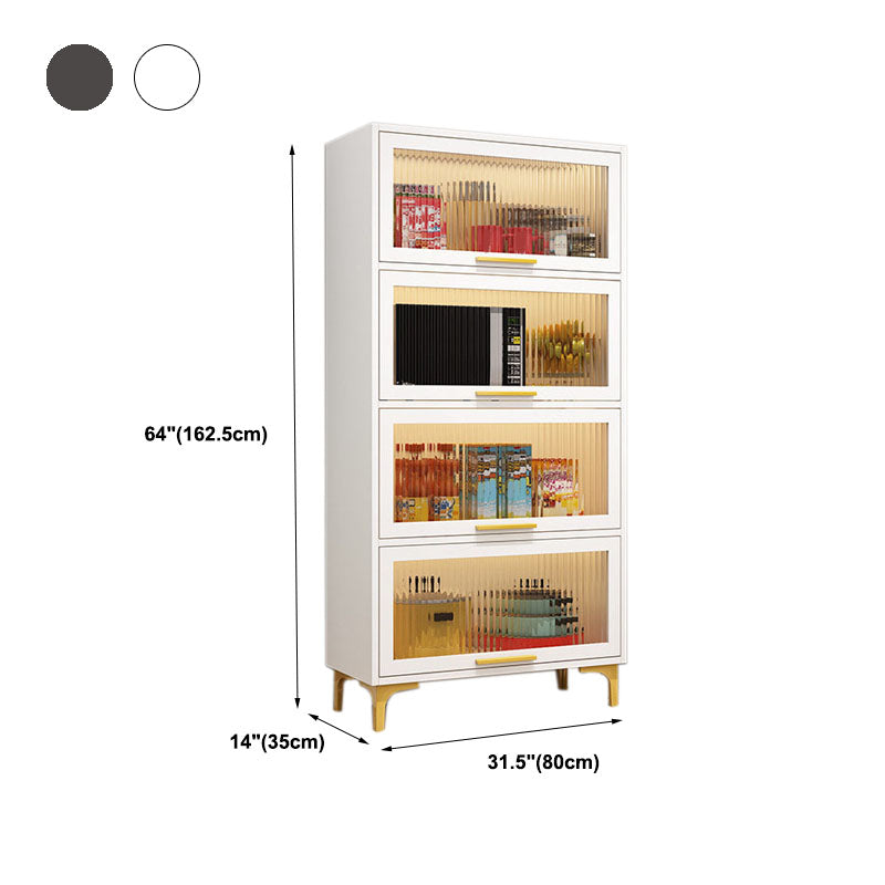 Glass Door Contemporary Sideboard Engineered Wood Sideboard for Dining Room