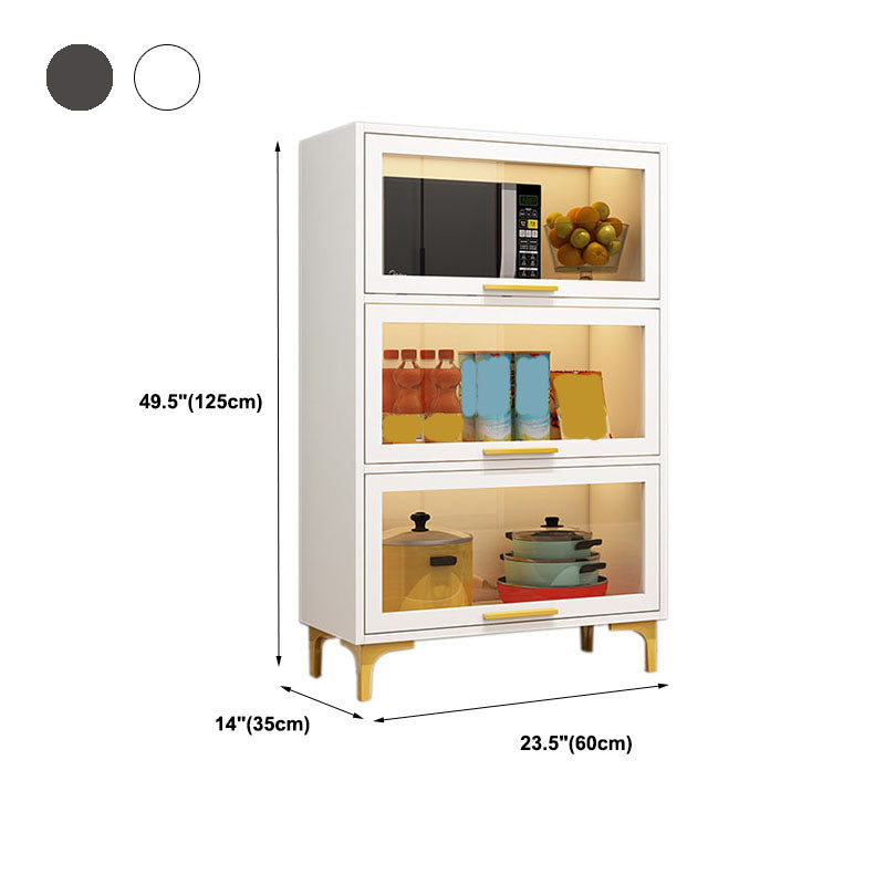 Glass Door Contemporary Sideboard Engineered Wood Sideboard for Dining Room