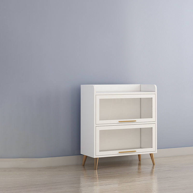 Glass Door Contemporary Sideboard White Engineered Wood Sideboard for Dining Room