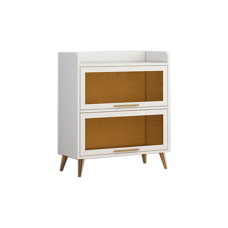 Glass Door Contemporary Sideboard White Engineered Wood Sideboard for Dining Room