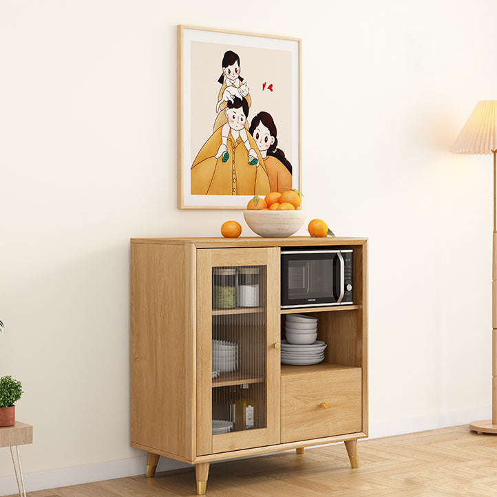 Natural Color Contemporary Sideboard Solid Wood Sideboard with Door and Drawer