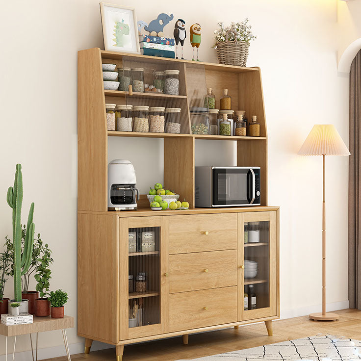 Natural Color Contemporary Sideboard Solid Wood Sideboard with Door and Drawer