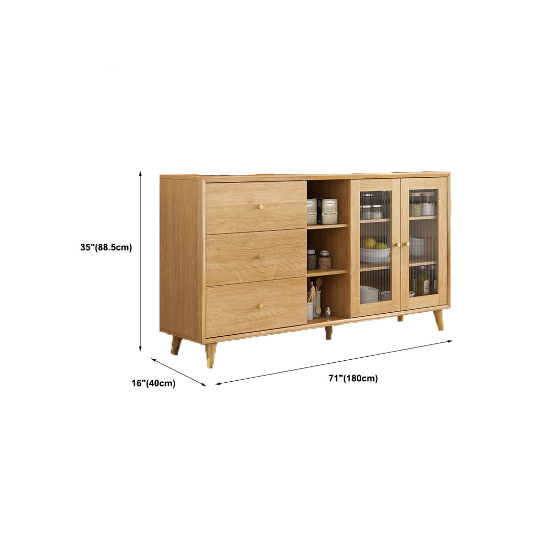 Natural Color Contemporary Sideboard Solid Wood Sideboard with Door and Drawer