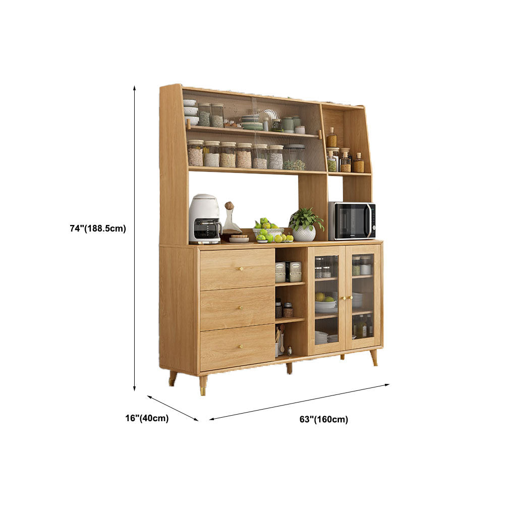 Natural Color Contemporary Sideboard Solid Wood Sideboard with Door and Drawer