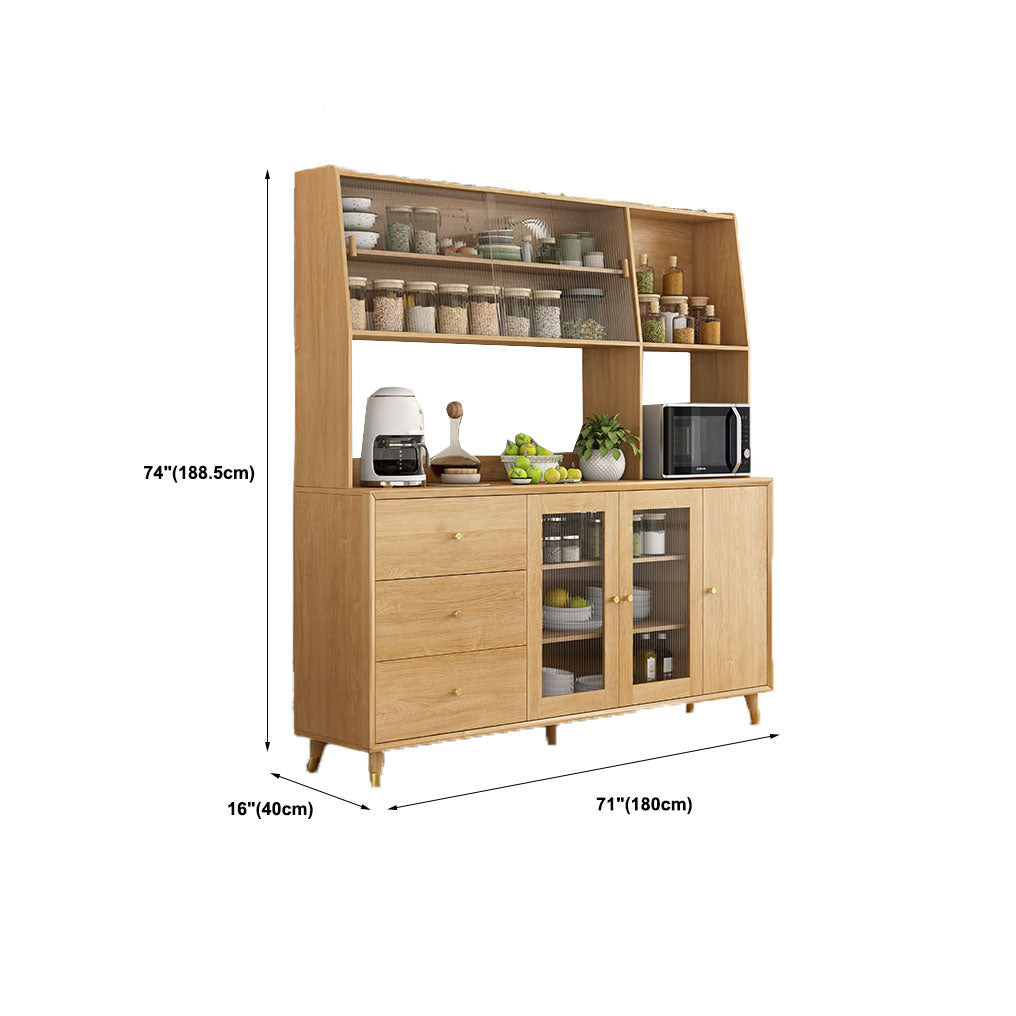 Natural Color Contemporary Sideboard Solid Wood Sideboard with Door and Drawer