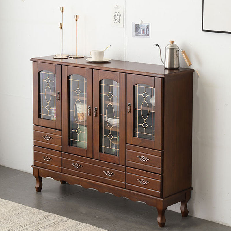 Solid Wood Glam Style Sideboard Door and Drawer Sideboard for Living Room