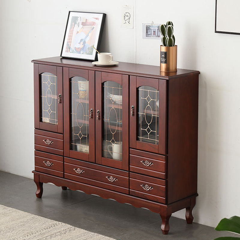 Solid Wood Glam Style Sideboard Door and Drawer Sideboard for Living Room